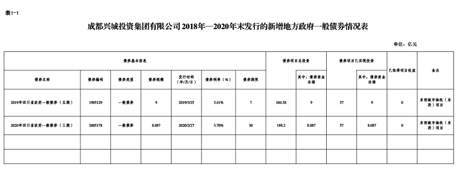 完美在线-2018年—2020年末发行的新增地方政府一般债券情况表